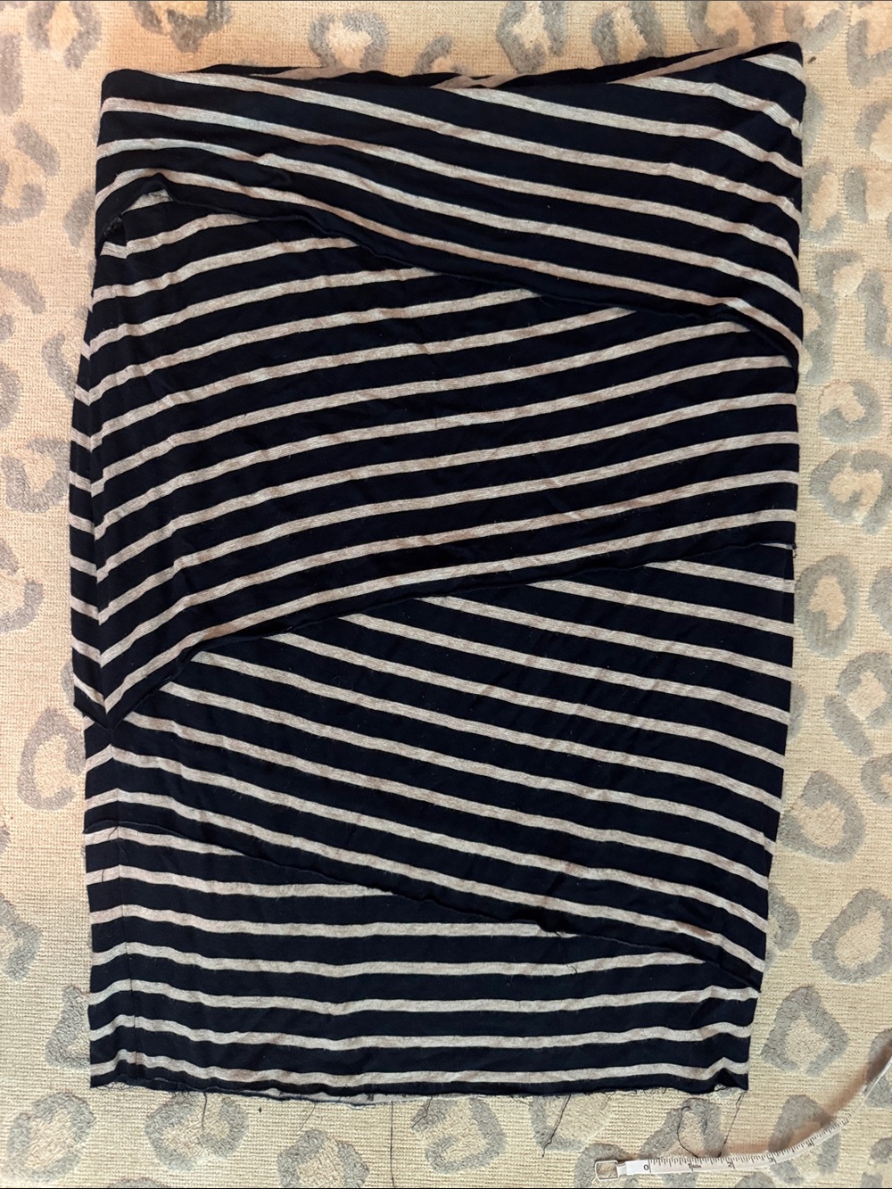 Anthropologie Navy and Tan Striped Cotton Pencil Skirt